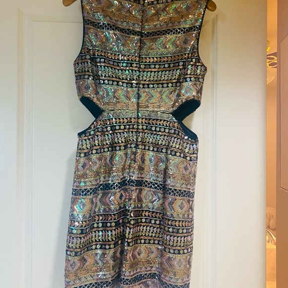Multi-color sequin cut-out dress, sz L. - Picture 5 of 6